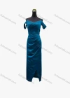 Wholesale Women's Elegant Plain Spaghetti Strap Ruched Wrap Hem Maxi Evening Dress - Liuhuamall