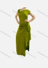 Wholesale Women's Elegant Plain Asymmetrical Neck Ruched High Low Hem Dress - Liuhuamall