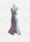 Wholesale Women's Elegant Plain Spaghetti Strap Ruched Wrap Hem Floor Length Evening Dress - Liuhuamall
