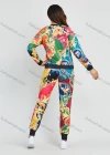 Wholesale Women's Fashion Multicolor Baroque Print Zip Jacket 2 Piece Set - Liuhuamall
