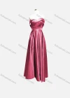 Wholesale Women's Elegant Plain Off Shoulder Split Hem Maxi Evening Dress - Liuhuamall