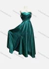 Wholesale Women's Elegant Plain Off Shoulder Split Hem Maxi Evening Dress - Liuhuamall