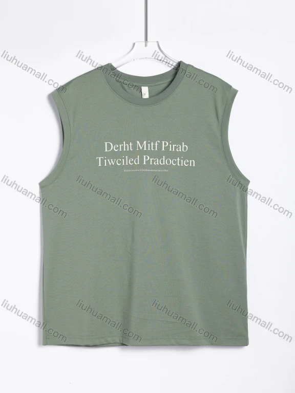Wholesale Men's Casual Letter Printed Sleeveless T-Shirt 19002#