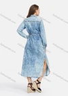 Wholesale Women's Casual Long Sleeve Flap Pocket Maxi Demin Shirt Dress With Belt - Liuhuamall