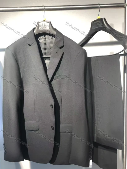 Wholesale Men's Formal Business Single Breasted 2 Piece Plain Suit Set #2168-BLACK
