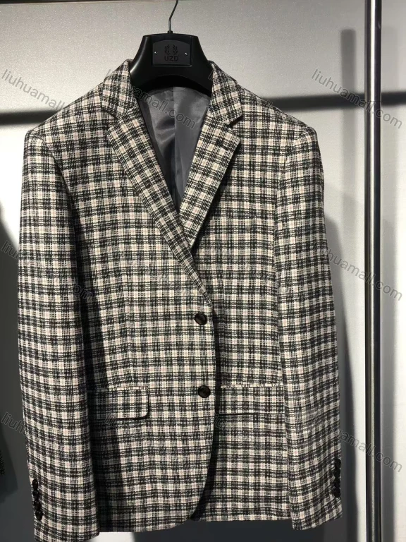 Wholesale Men's Formal Business Lapel Single Breasted Gingham Blazer #C21565