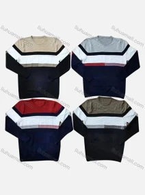 Wholesale Men's Casual Crew Neck Long Sleeve Colorblock Knit Sweaters, LIUHUA CLOTHING WHOLESALE