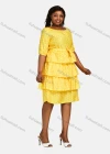 Wholesale Women's Crew Neck Half Sleeve Polka Dots Print Lace Up Tiered Dress 2859# - Liuhuamall