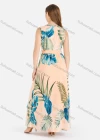 Wholesale Women's Casual V-Neck Sleeveless Buttons Down Tropical Print Maxi Tank Dress With Belt - Liuhuamall