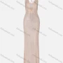 Wholesale Women's Glamorous Plain Rhinestone Splicing Sheer Mesh Cami Maxi Dress XM-118# preview