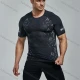 Wholesale Men's Athletic Workout Breathable Quick Dry Short Sleeve T-shirt 8033# Charcoal Gray Clothing Wholesale Market Liuhua