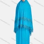 Wholesale Women's Vintage Islamic Plain Embroidery Lace Muslim Long Sleeve Hijab Maxi Scarf Khimar Abaya Dress preview