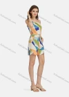 Wholesale Women's Casual Sleeveless Button Decor Allover Print Belted Romper 28018# - Liuhuamall