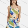 Wholesale Women's Casual Sleeveless Button Decor Allover Print Belted Romper 28018# preview