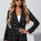 Women's Causal Lapel Long Sleeve Double Breasted Plaid Blazer Jacket A21353L# Black Clothing Wholesale Market -LIUHUA
