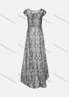 Wholesale Women's Elegant Cap Sleeve Pearl Lace Appliques Sheer Mesh Evening Dress - Liuhuamall