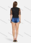 Wholesale Women's Sexy Lace Sleeve Heart Print Perspective Splicing Plain Blouse 1776# - Liuhuamall