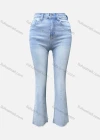 Wholesale Women's Casual Plain Patch Pocket Frayed Raw Hem Flared Jeans 4201# - Liuhuamall