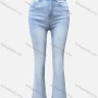 Wholesale Women's Casual Plain Patch Pocket Frayed Raw Hem Flared Jeans 4201# preview
