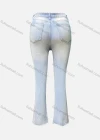 Wholesale Women's Casual Plain Patch Pocket Frayed Raw Hem Flared Jeans 4201# - Liuhuamall