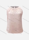 Wholesale Women's Casual Plain Round Neck Pearl Decor Keyhole Ruched Tank Top - Liuhuamall