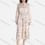 Wholesale Women's Causal Notch Neck Poet Sleeve Allover Print Midi Dress preview
