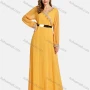 Wholesale Women's Casual V Neck Chiffon Leather Belt Embroidered Plain Wrap Maxi Dress preview