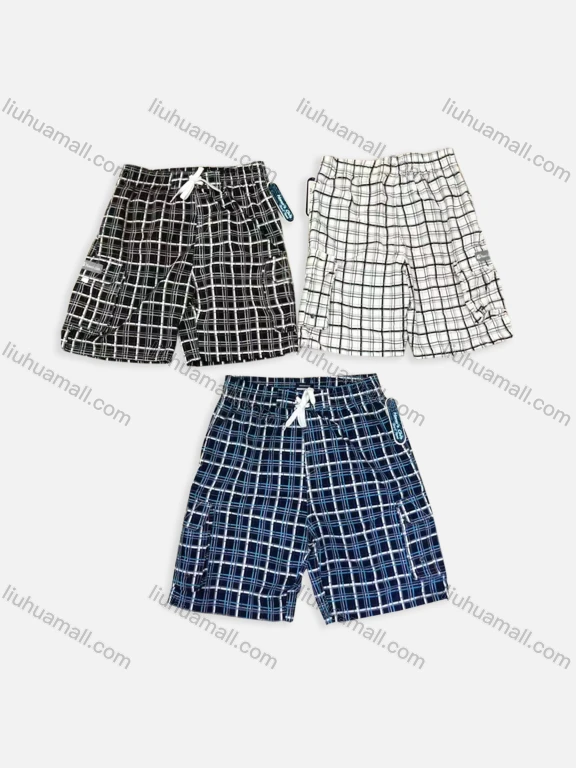 Wholesale Men's Casual Plaid Drawstring Elastic Waist Underwear Boxer Briefs Shorts 152#