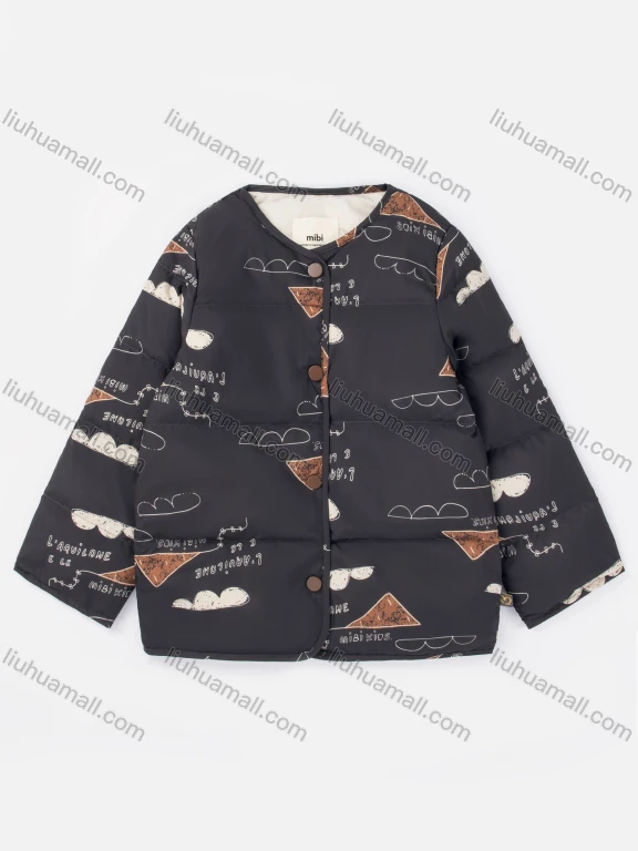 Wholesale Boys' Winter Long Sleeve Clouds Letter Print Snaps Down Coats