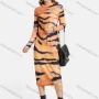 Wholesale Women's Fashion Long Sleeve Mock Neck Tiger Print Midi Dress preview