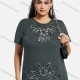 Wholesale Women's Elegant Round Neck Floral Sequin Embroidery Short Sleeve T-Shirt Dim Gray Clothing Wholesale Market Liuhua
