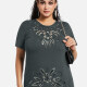 Women's Elegant Round Neck Floral Sequin Embroidery Short Sleeve T-Shirt Dim Gray Clothing Wholesale Market -LIUHUA