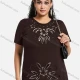 Wholesale Women's Elegant Round Neck Floral Sequin Embroidery Short Sleeve T-Shirt Coffee Clothing Wholesale Market Liuhua