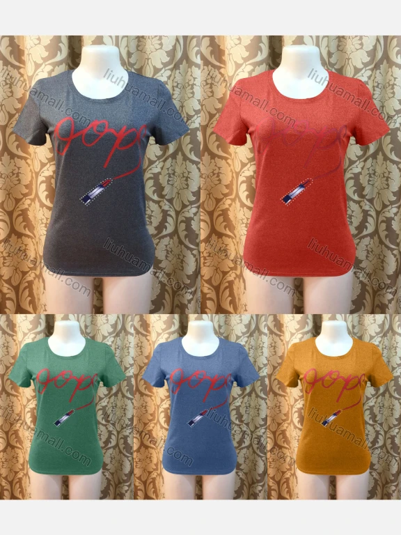 Wholesale Women's Casusal Letter Print Round Neck Short Sleeve Tee
