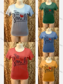 Wholesale Women's Casusal Letter Print Rhinestone Round Neck Short Sleeve Tee, LIUHUA CLOTHING WHOLESALE