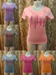 Wholesale Women's Casusal Glitter Letter Print Round Neck Short Sleeve Tee, LIUHUA CLOTHING WHOLESALE