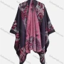Wholesale Women's Vintage Bat Sleeve Folkloric Print Cardigan Cape preview