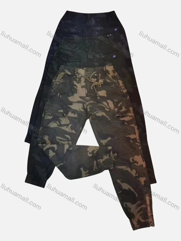 Wholesale Men's Casual Camouflage Flap Pockets Drawstring Cargo Pant 201#