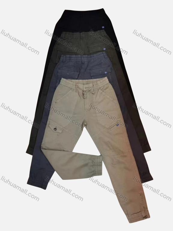 Wholesale Men's Casual Plain Patch Pocket Drawstring Cargo Pant 2207#