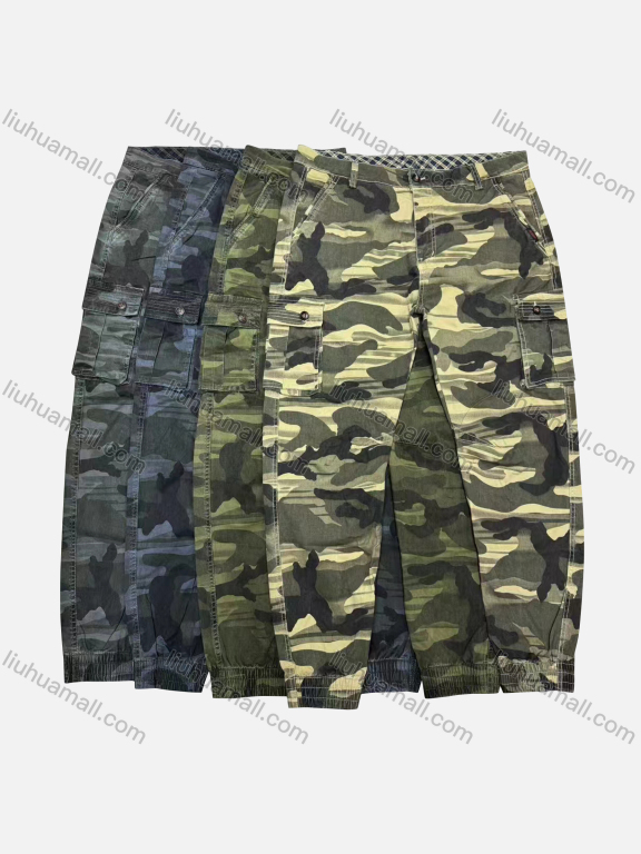 Wholesale Men's Casual Camouflage Flap Pockets Button Closure Cargo Pant 5582#