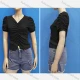 Wholesale Women's Casual V Neck Puff Sleeve Drawstring Ruched Button Front Plain Tops 3# Clothing Wholesale Market Liuhua