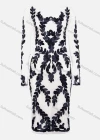Wholesale Women's Vintage Long Sleeve High Waist Sheer Mesh Appliques Knee Length Dress - Liuhuamall