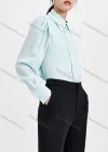 Wholesale Women's Elegant Long Sleeve Collared Button Down Plain Shirt - Liuhuamall
