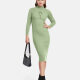 Women's Turtleneck High Neck Lace Up Pearl Decor Bodycon Knit Dress 2192# C649# Clothing Wholesale Market -LIUHUA