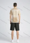 Wholesale Men's Cotton Casual Patchwork Paisley Print Short Sleeve Tee - Liuhuamall