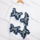 Wholesale Women's 100%Cotton Casual Round Neck Butterfly Pearl Decor Frayed Raw Short Sleeve Tee 0677-4# White Clothing Wholesale Market Liuhua
