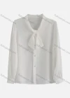 Wholesale Women's Elegant Tie Neck Long Sleeve Button Down Plain Ruched Shirts 678379# - Liuhuamall