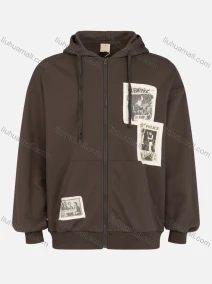 Wholesale Men's Casual Patchwork Zipper Sweatshirt Hoodie, LIUHUA CLOTHING WHOLESALE