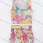 Wholesale Women's Casual Tie Dye Scoop Neck Button Front Tank Top & Drawstring Pocket Shorts Sets preview