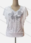 Wholesale Women's Casual V Neck Bat Sleeve Rhinestone Knit Blouse - Liuhuamall